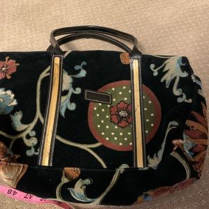Longchamps VINTAGE Velvet Print Zippered Handbag
